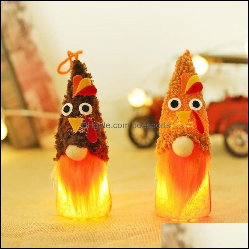 thanksgiving party decorations turkey shaped hat gnomes dolls lighted plush doll cartoon toy festive party supplies home decor 5 6mg