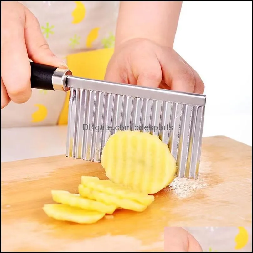 potato french fry cutter tool stainless steel kitchen accessories wave knife serrated blade chopper carrot slicer vegetable tools 20220827