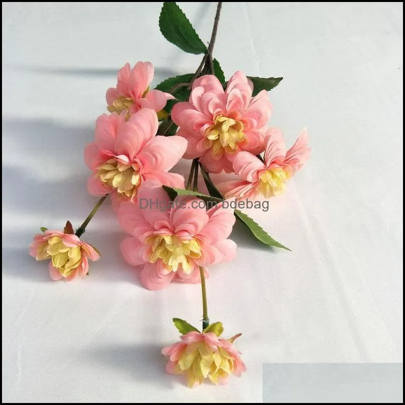 long pole 7 heads artificial flower home furnishing decorate multicolor dahlia simulation flowers with high quality 6yl j1