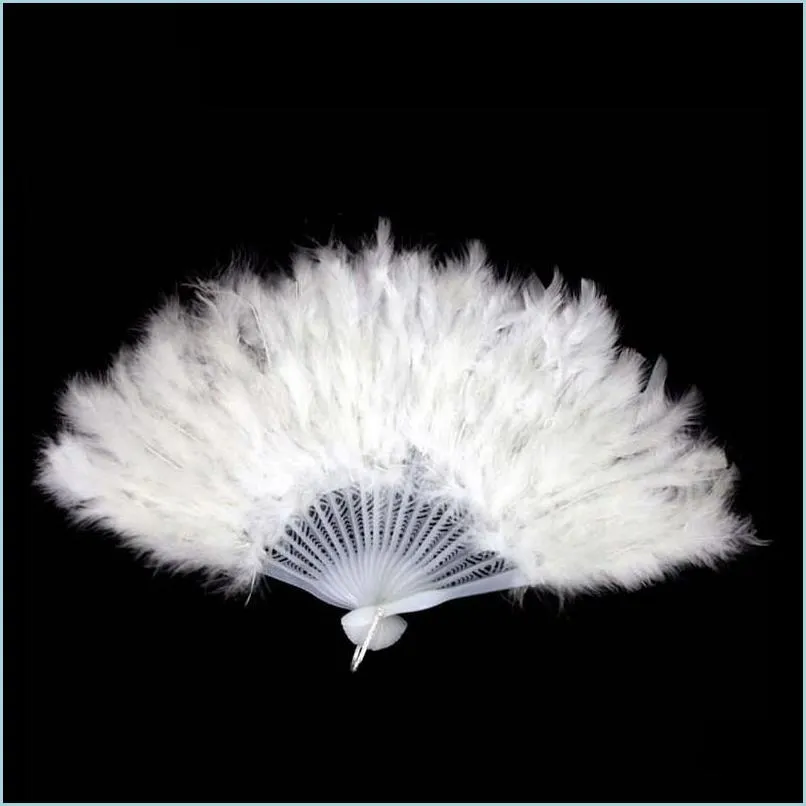 creative feather fan polychromatic hand fans lady dance performance props for halloween wedding decorations favor gift 2 9hw ii