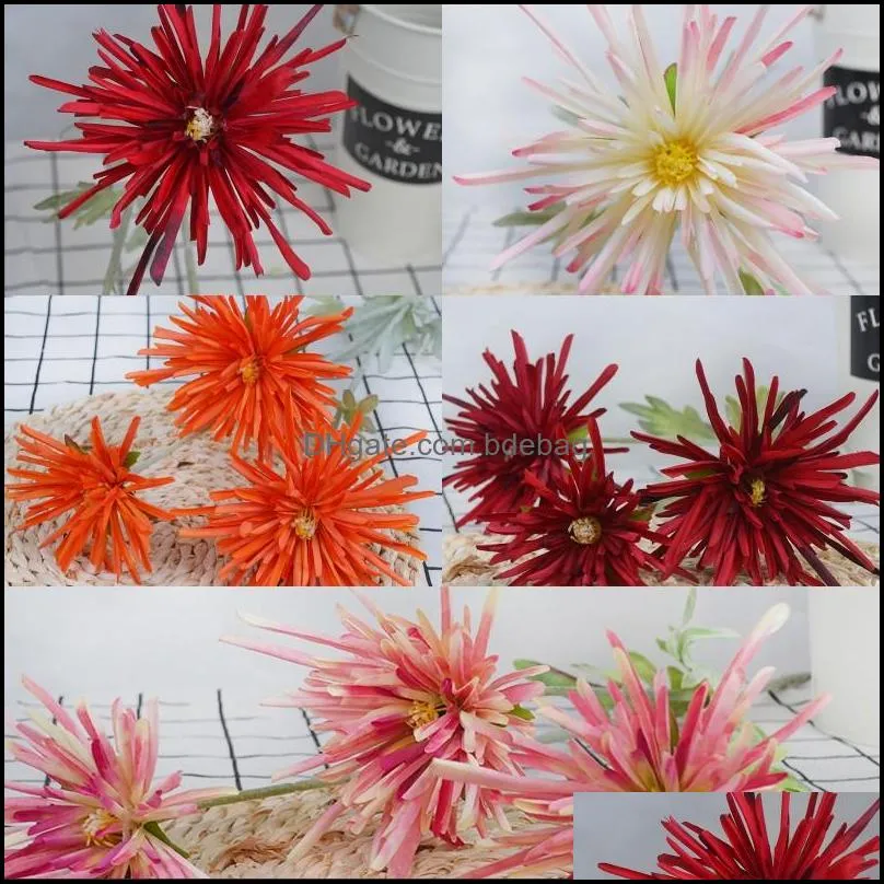 multi colors artificial silk flower home decor decoration simulated flowers wedding hand held crab claw chrysanthemum 6 8xh l1