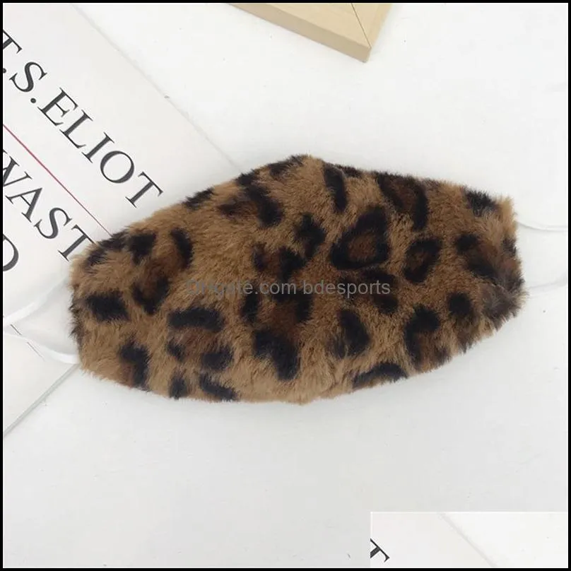 face mask fashion trend plush leopard mask winter warm windproof outdoor cycling masks washable reusable mouth masks 5 g2