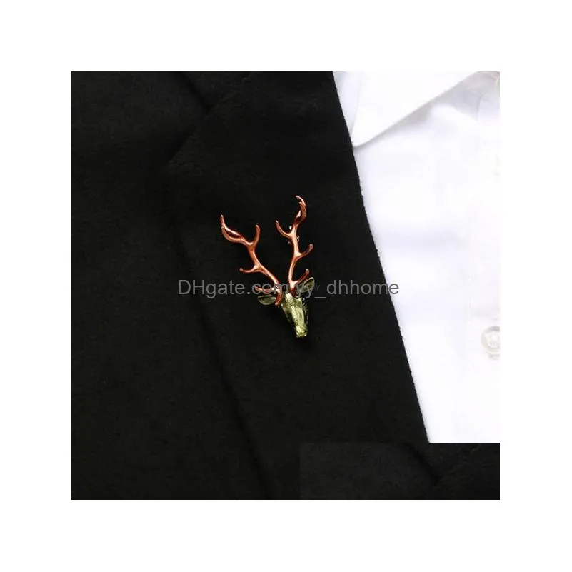 christmas reindeer brooches animal elk brooch pins dress suit scarf buckle corsage for women men fashion jewelry gift