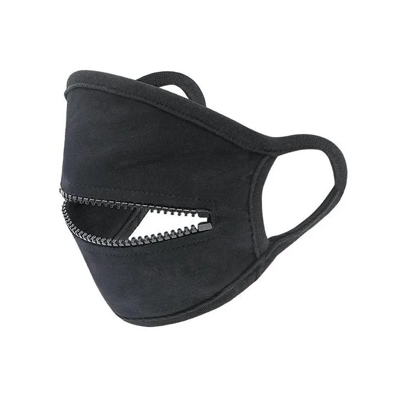 black zippers mascherine cotton dust face mask cycling smoke protective fashion respirator washable kids adults in stock 6jh c2