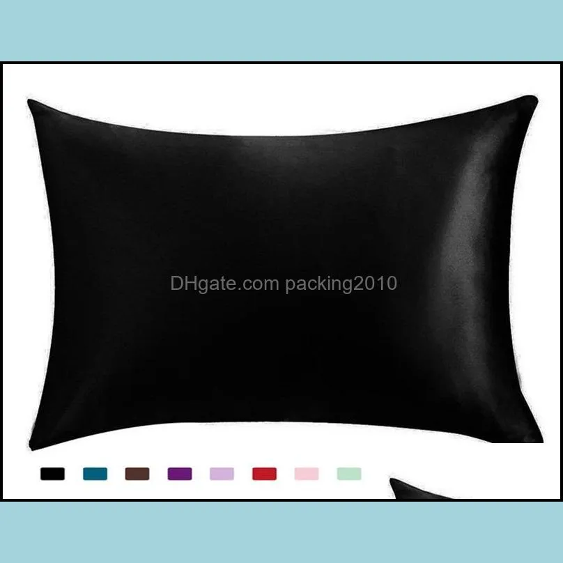 pillow case satin pure color silk cushion single person pillows single packing simplicity cover factory direct selling 7 91xx p1