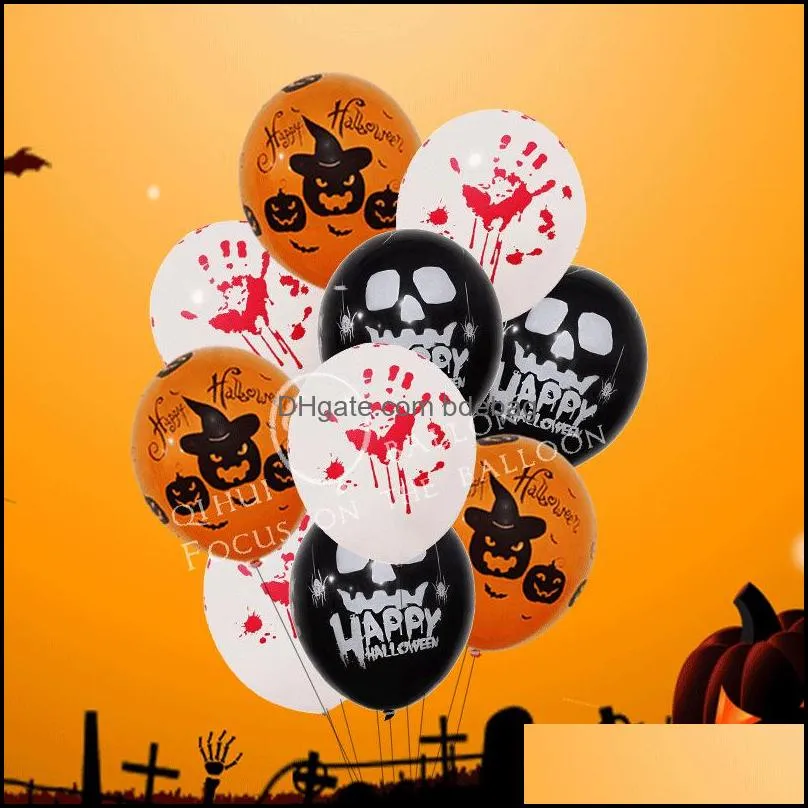 thickened pumpkin airballoons latex terror fingerprint skull printing party balloon kids toy balloons of halloween decoration 12 inch