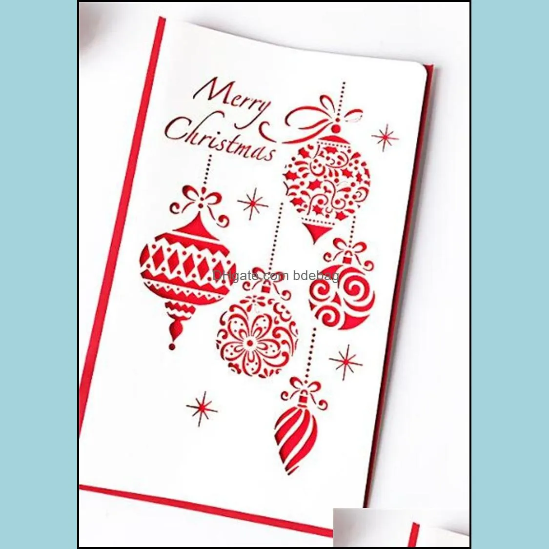 hollowing out greeting card year christmas congratulation cards deer small bell gift holiday party supplies 0 85yf uu