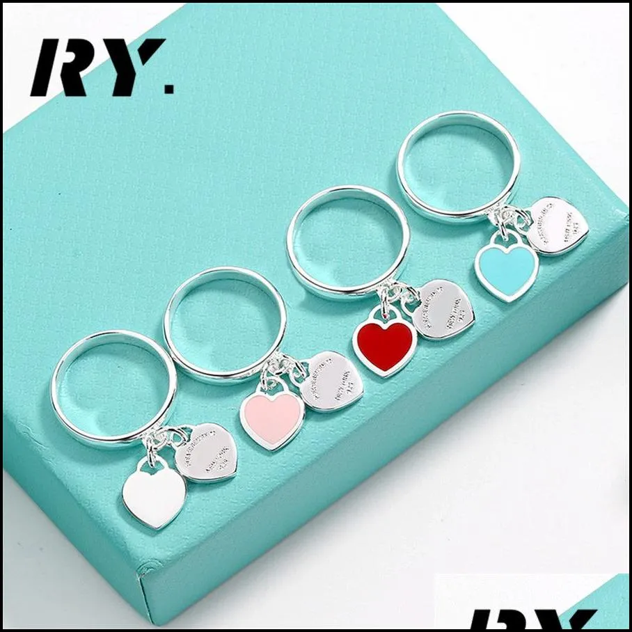 band rings enamel double heart luxury designer fashion original design cute and sweet girlfriends jewelry gifts drop delivery 2022