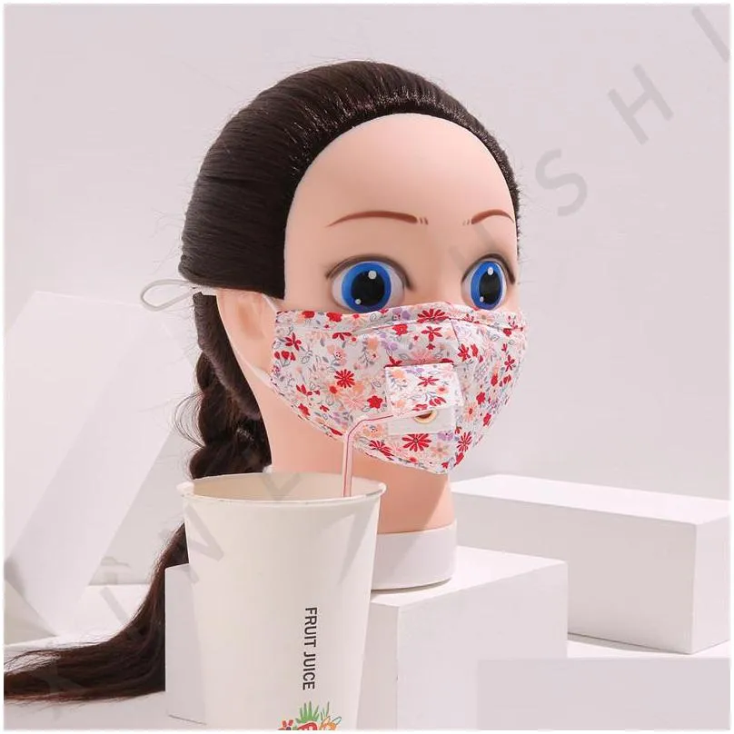 drinking hole mascarilla flower printed cotton dust face masks can put filter fashion respirator mens ladies reusable 4 8xl c2
