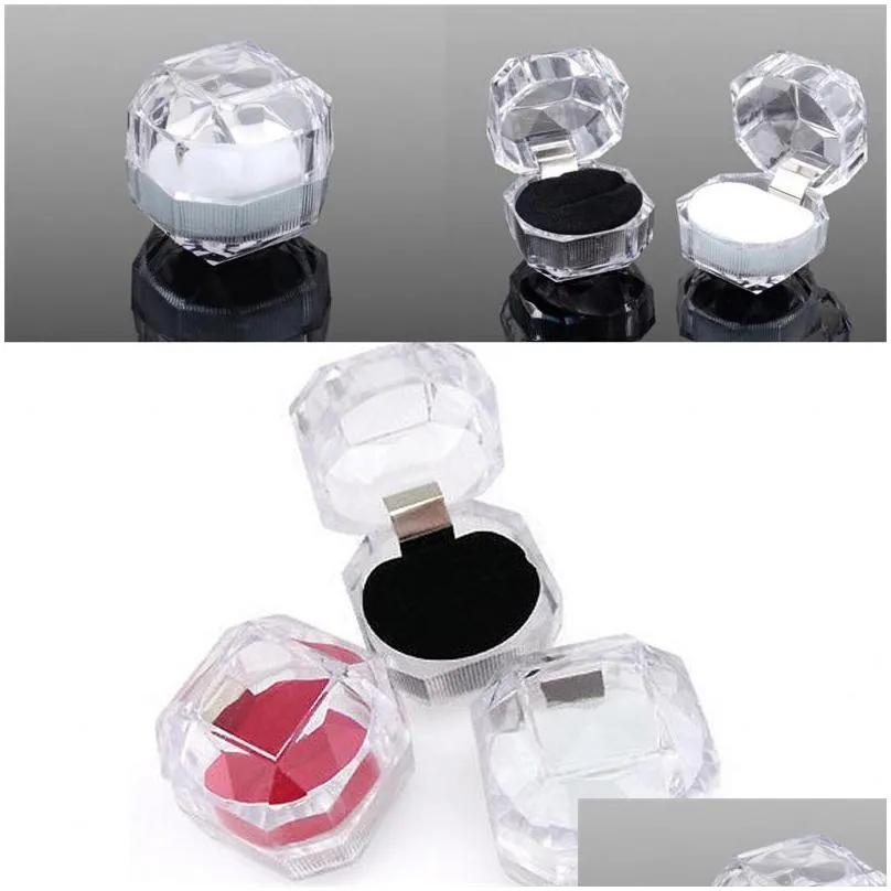 fashion acrylic jewelry packing box womens ornaments case ring earring stud storage jewels gift container 0 3cq l2