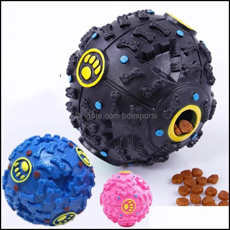 dog toys pet puppy sound ball leakage food ball sound toy balls cat squeaky chews squeaker pets supplies play 297 s2