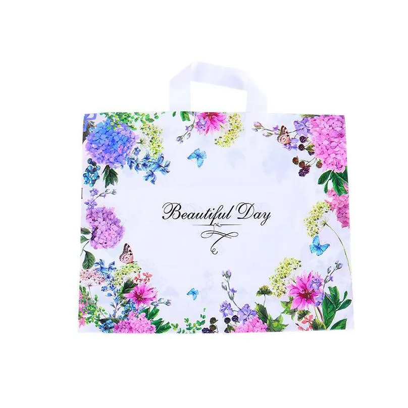 plastic shopping packing bag clothes ornament lady packaging bags womens fashion flowers butterflies handbags beautiful 0 69hh