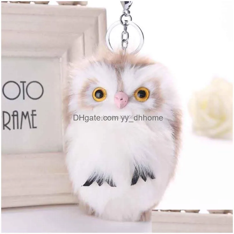 owl keychain carabiner rabbit hair plush toy key chain key ring bag hangs key holders bag hangs fashion jewelry 
