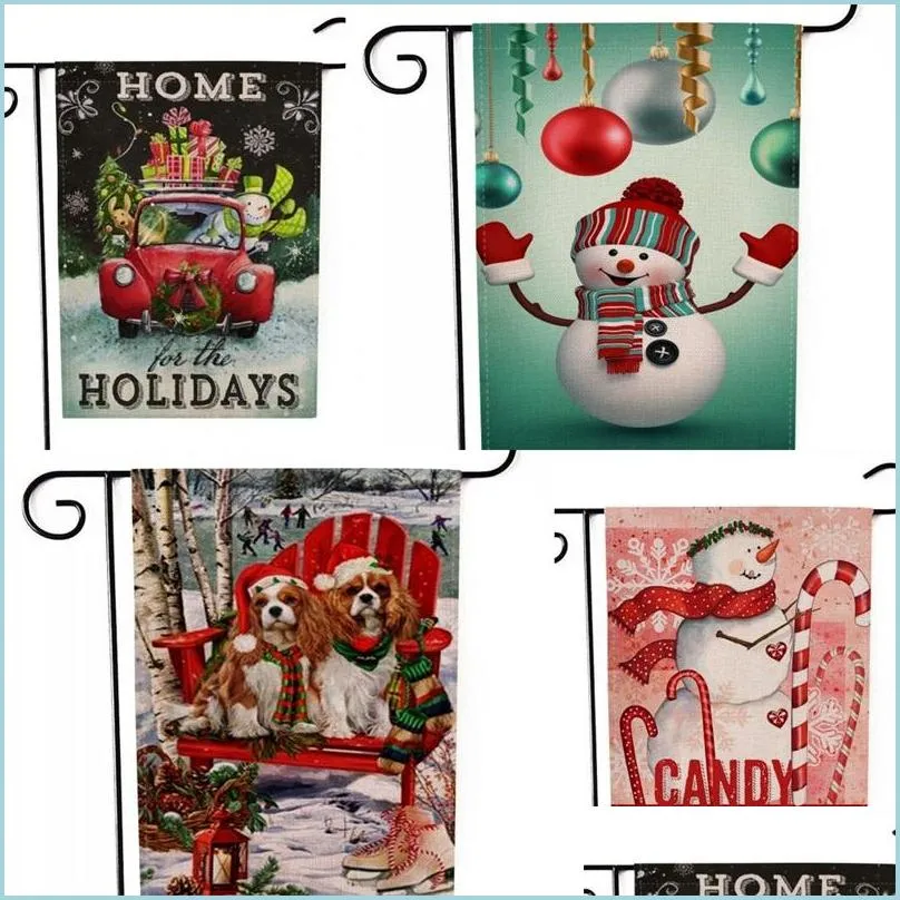 two sided garden flag printing snowman little dog pattern flags christmas style multi colors banner arrival 6kx l1