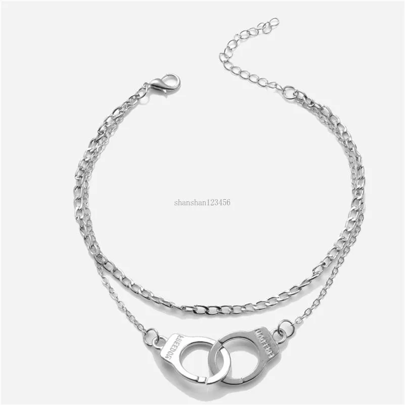 fashion handcuff anklet chain silver gold chains multilayer wrap foot chain women summer beach fashion jewelry gift