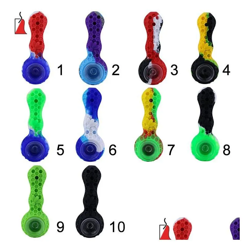 4 inch mini spoon pipes smoking bubbler dab water pipe tobacco hand pipe silicone pipes glass pipe ultimate tool oil herb hidden bowl