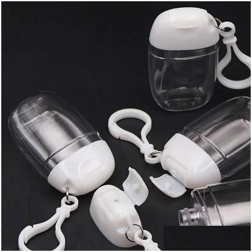 key ring hook transparent bottle 30ml plastic refillable hand sanitizer travel separate lotion climbing bottles 1 2ph g2