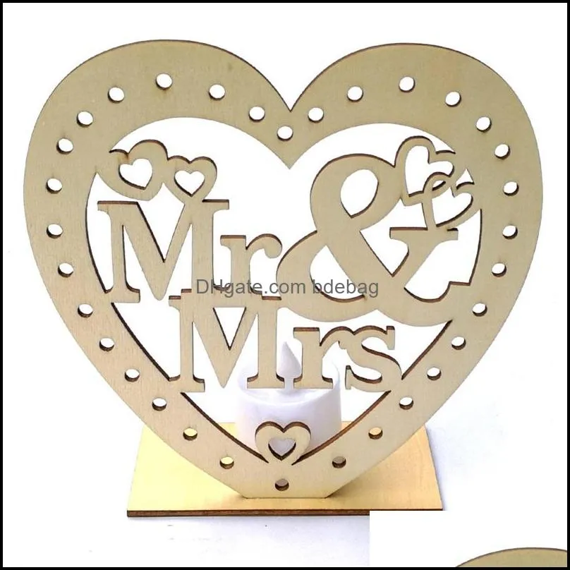 mr mrs board rustic wedding decorations diy creative ornament heart shaped woodiness led candle light party articles 4jm p1