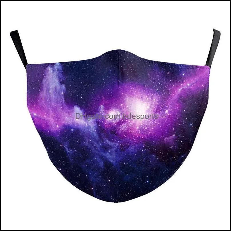 fashion starry sky print face mask galaxy adult washable fabric mask mouthmuffle reusable mask 72 g2