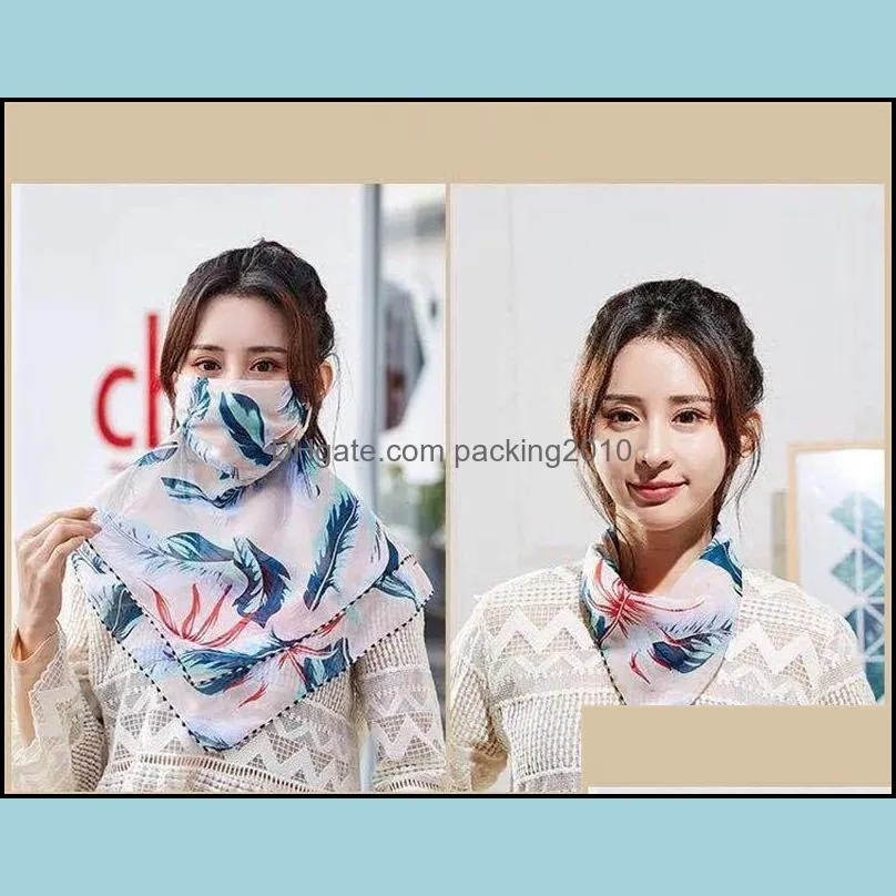 fashion windproof scarf face masks soft chiffon flower print warm neckerchief sunscreen mouth mask for womens ladies 4 1yr e1