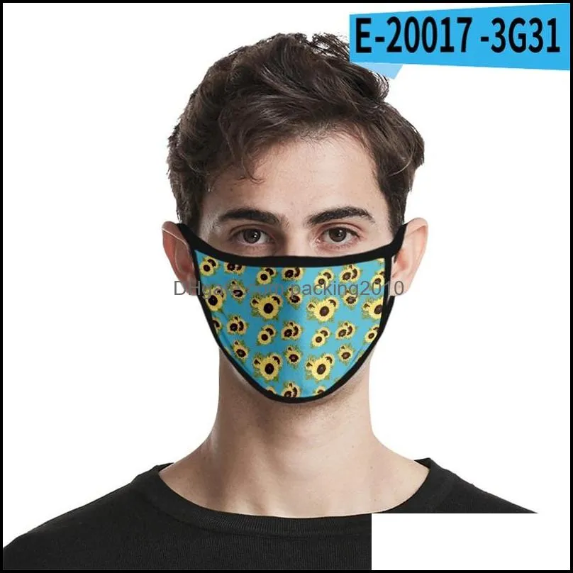 3d digital printing mask sunflower hanging windbreak anti haze breathing mascarilla personal high elastic fabric facemask washable 2 2mlg