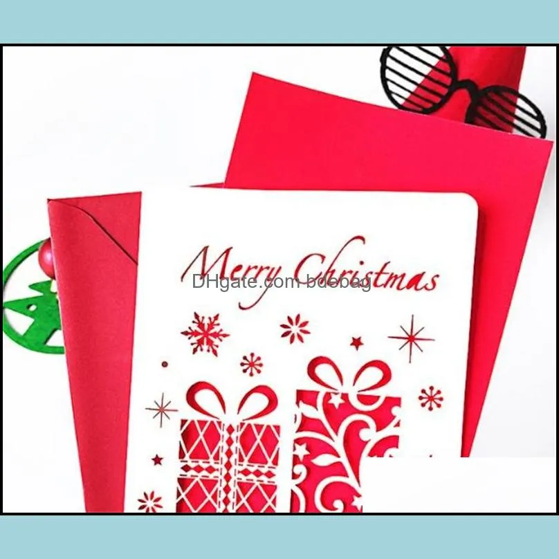 hollowing out greeting card year christmas congratulation cards deer small bell gift holiday party supplies 0 85yf uu