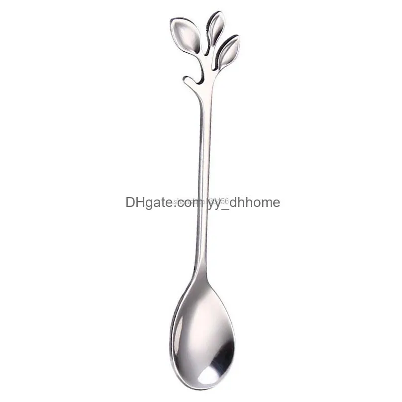 gold tree branch spoon fork stainless steel dessert coffee spoons home kitchen dining flatware