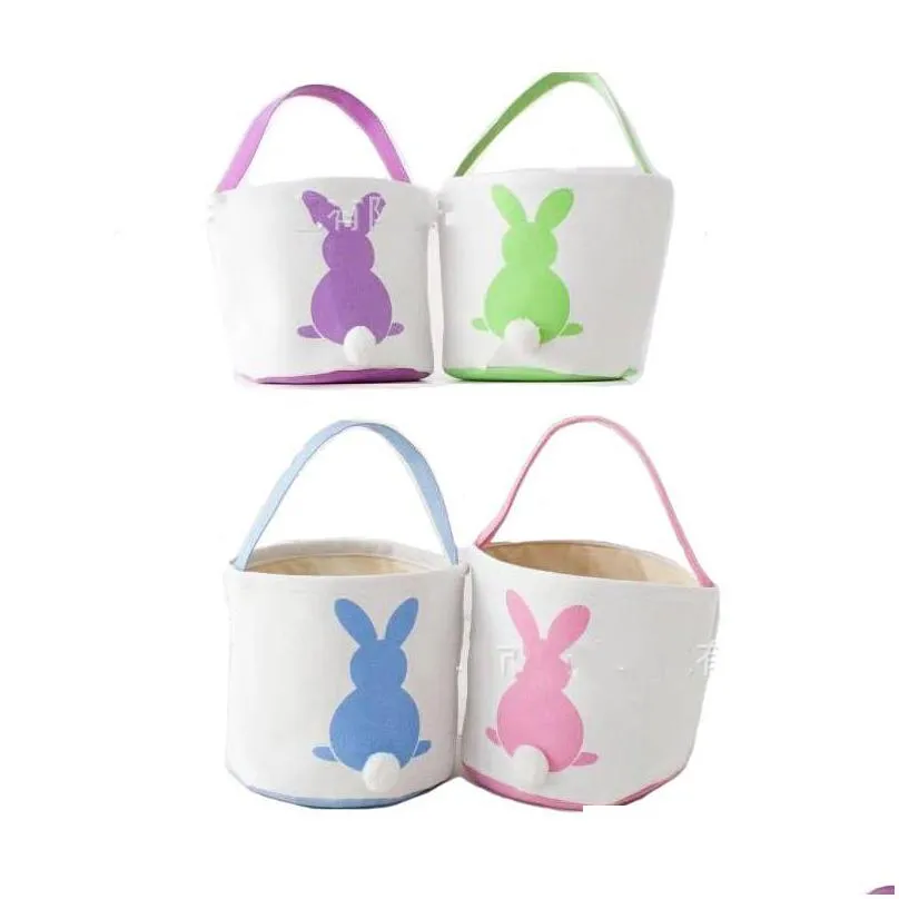 easter rabbit basket easter bunny bags rabbit printed canvas tote bag egg candies baskets 4 colors 269 g2