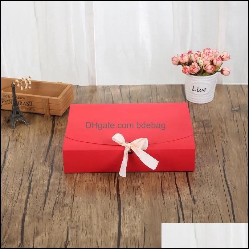 fashion paper gift box solid color packaging candy case jewelry makeup container bow ribbon arrival 2 5mz f2
