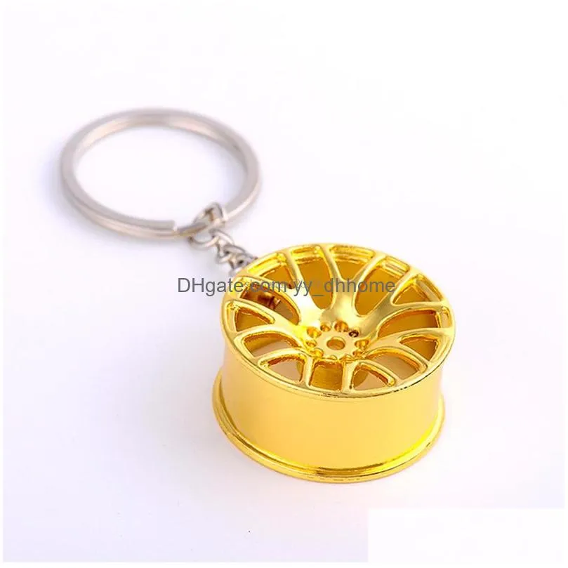 wheel hub key rings metal sports car keychain holder pendant silver gold fashion jewelry bag hangs