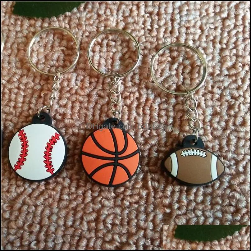 basketball baseball football rugby keychains soft glue key ring portable keys buckle small and exquisite bardian 0 45tz j1