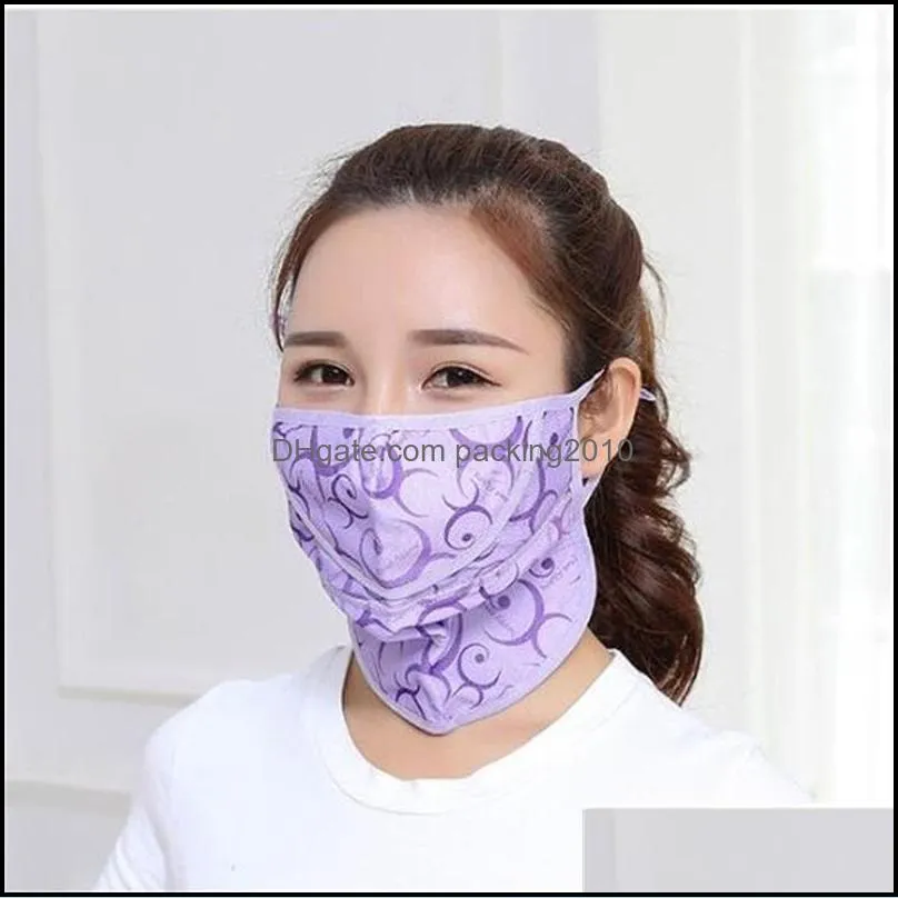 summer face mask neck protection masks breathing mouth face respirators lady printing sunscreen household protective 2 4gy uu