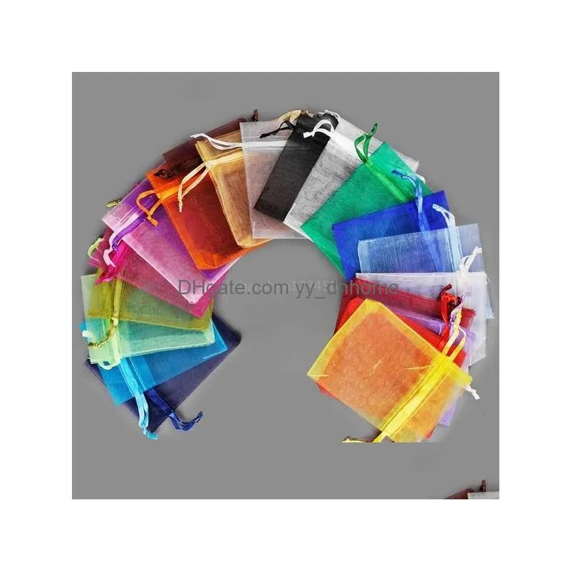dozens of sizes mesh organza bag jewelry gift pouch wedding party xmas candy drawstring bags package black red white size 7x9 9x12 10x15 15x20 20x30