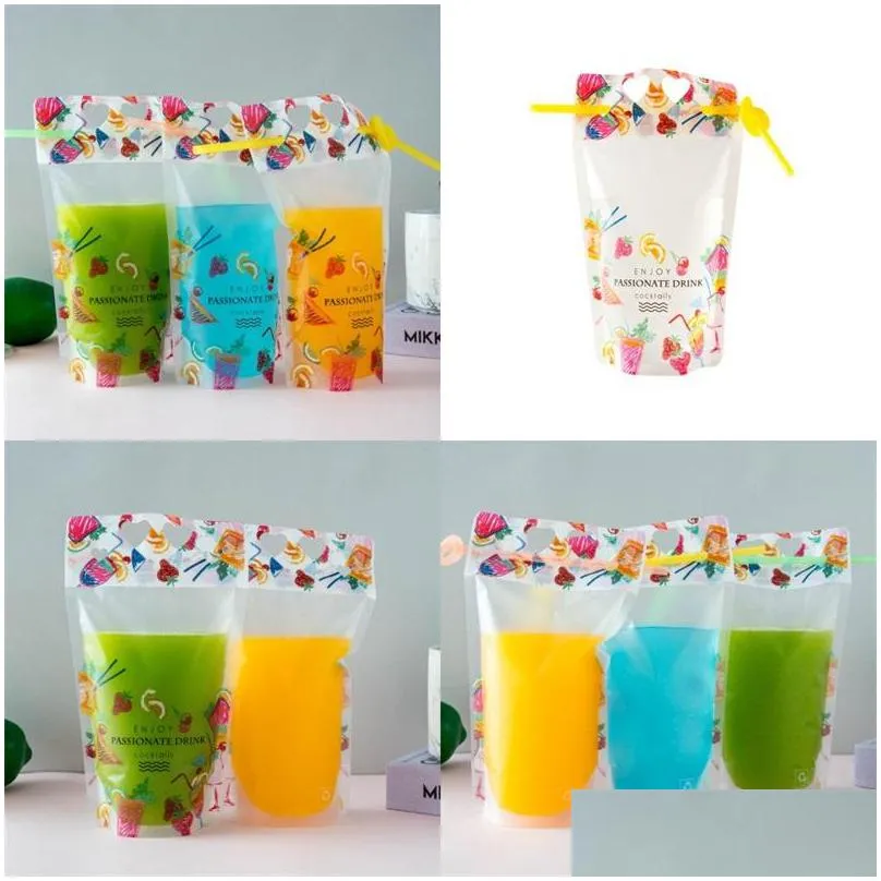 500ml drink pouches self sealing bag drinkware water airtight bags milky tea portable drinking pouch tools 0 23xc b2