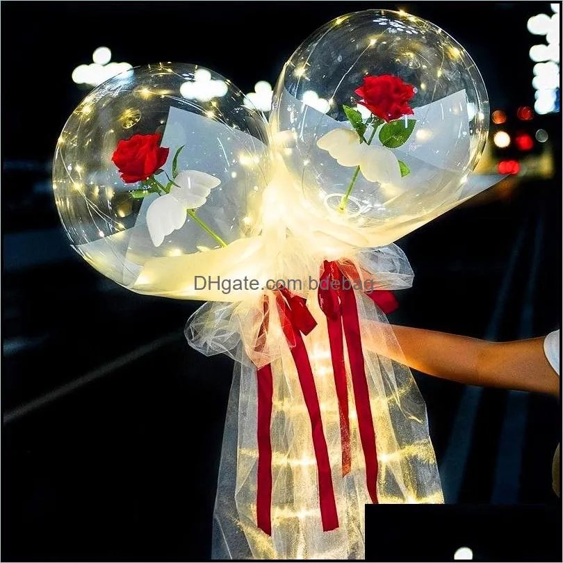 shine simulation roses balloon transparent petalage silk ribbon balloons material lamp foggy surface paper airballoon 10 3zl n2