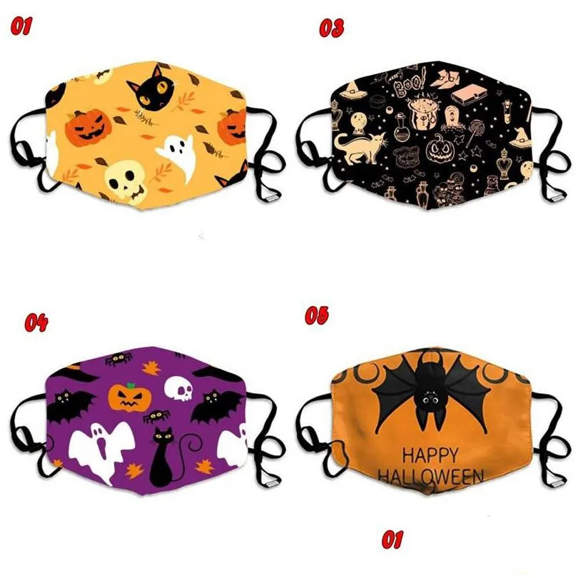 ghost black cat pumpkin bats happy halloween mascherine dust fashion face masks custom respirator reusable respirable child adult 3xbb