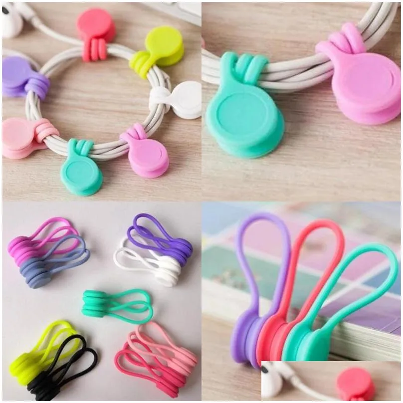 data line fixedclip multifunction silicone mobile phone magnet headset style magnetic attraction bobbin winder cordclip 1sl