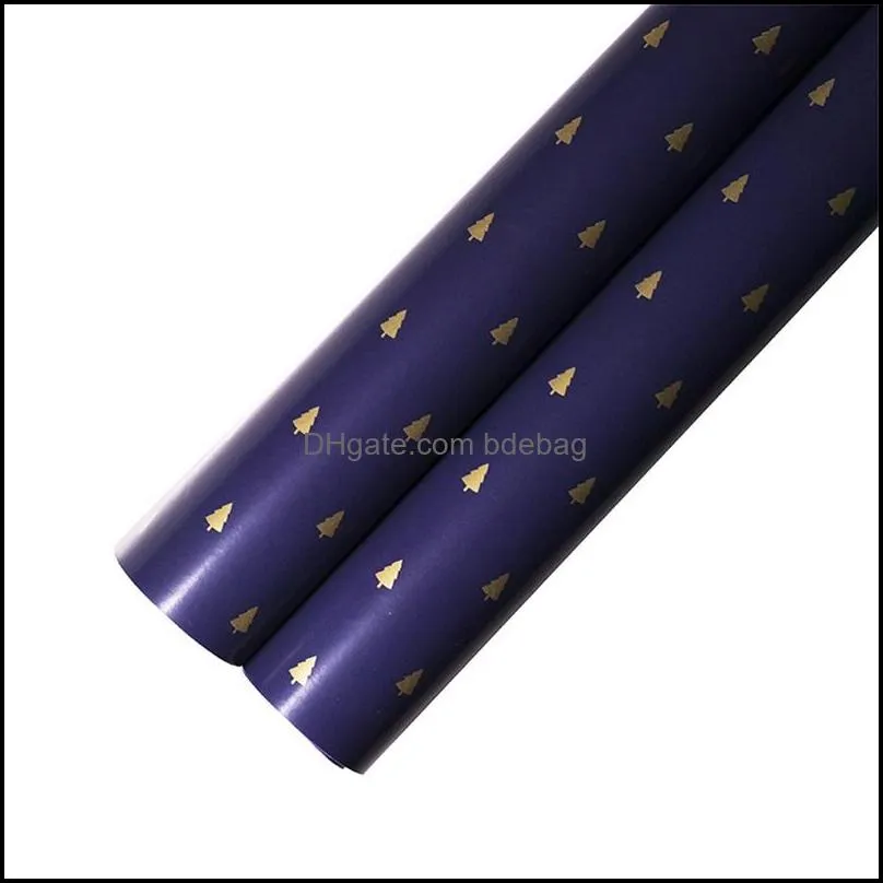 gift wrap packing paper metallic color dark blue printing gold papers 73x51 cm christmas tree snowflake decorative pattern 0 66wk