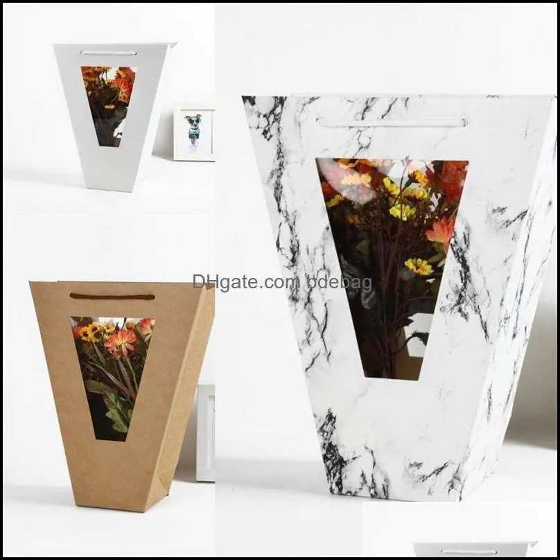 multi colors gift bags pvc transparent window show flowers wrap sack clothing packing showing bag creative 2 25xm l1