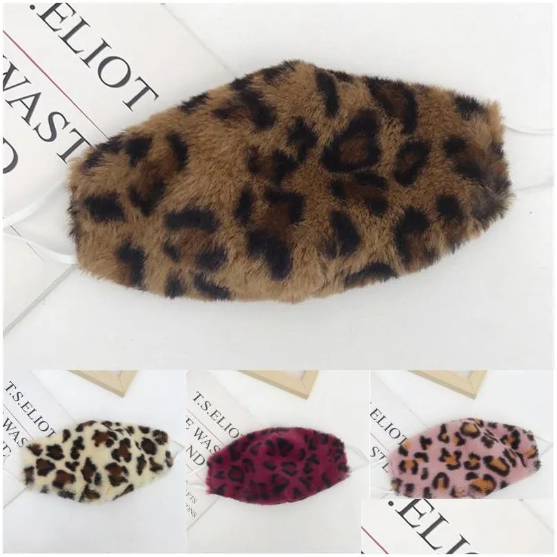 face mask fashion trend plush leopard winter warm windproof outdoor cycling masks washable reusable mouth 5 g2