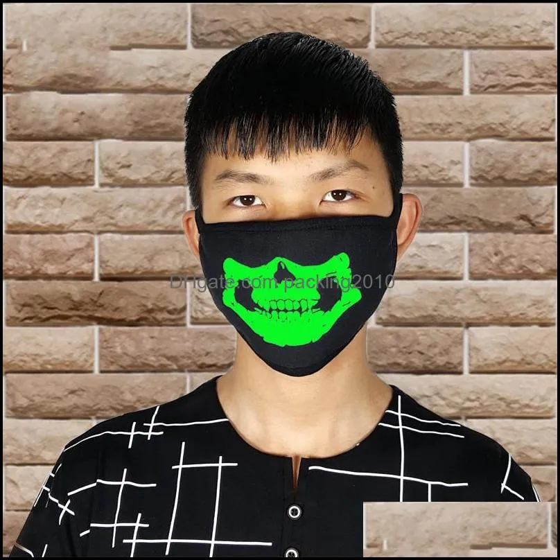 face masks mouth respirators mascherine thick fluorescence anti dust cold proof unisex breathing foldable black ventilation skull