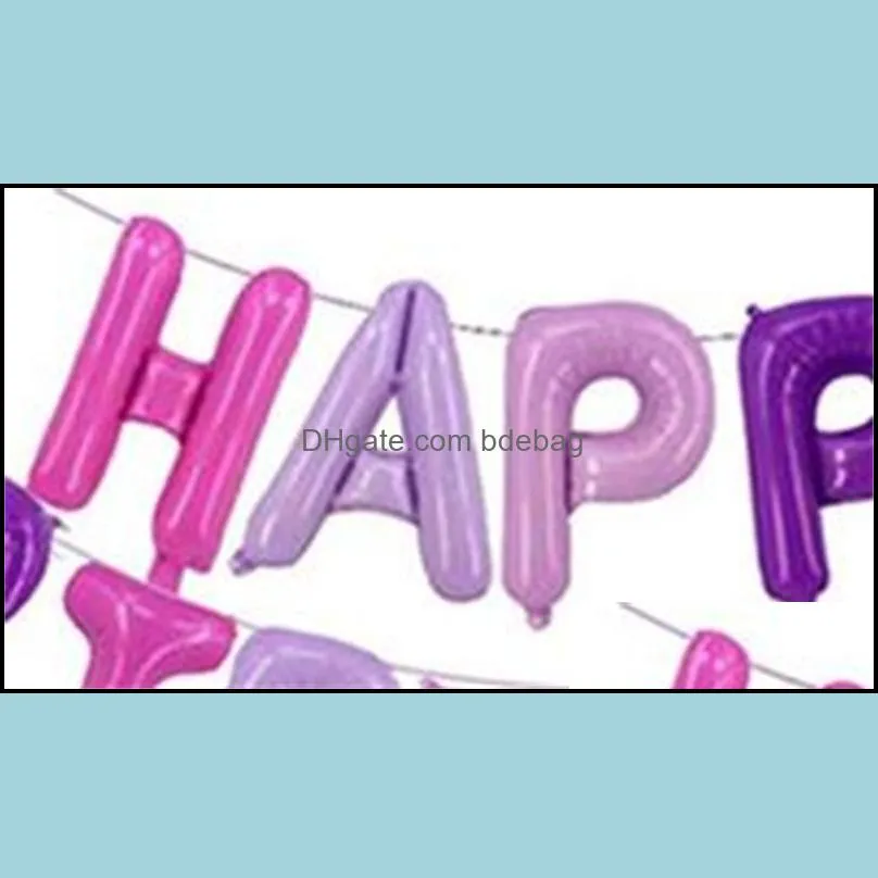 mermaid aluminum film balloons party decoration happy birthday english letter balloon suit purple blue white festival decorations arrival 22 58zk