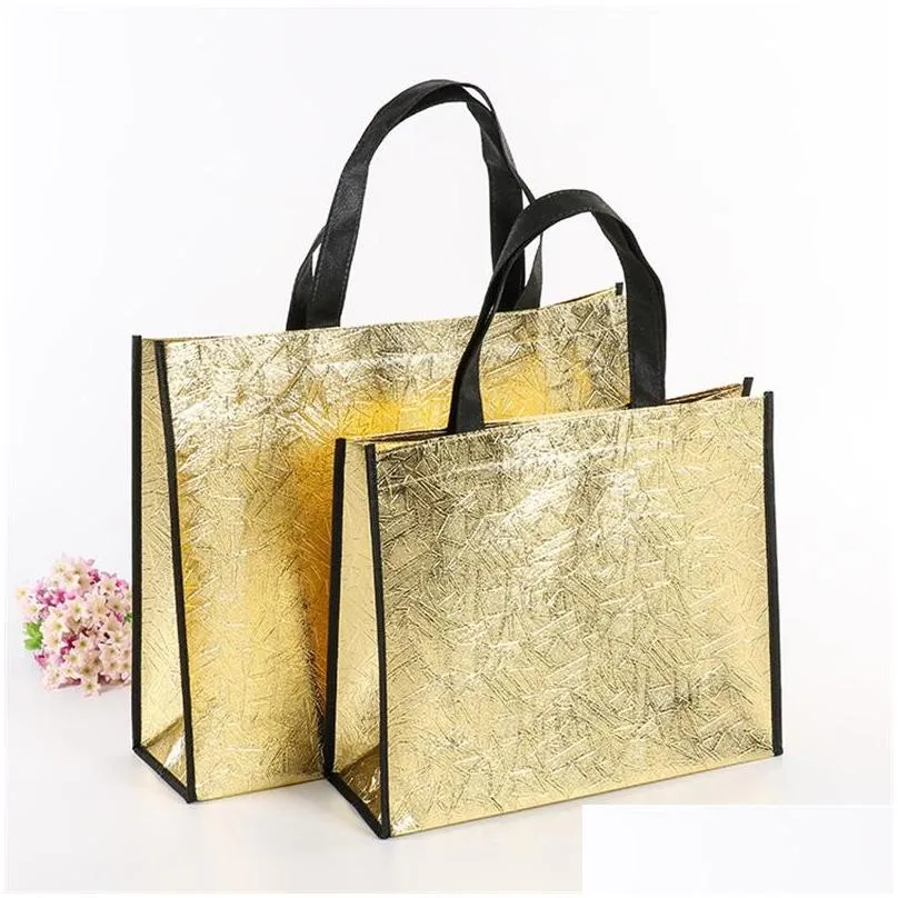 diy shopping bags foldable fashion tote laser fabric nonwoven no zipper bag home reusable handbags 2 6bl g2