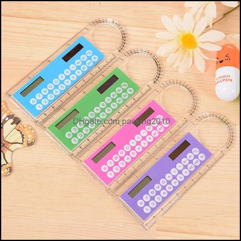 mini portable solar energy calculator creative multifunction ruler student ruler calculator plastic christmas gift 224 n2