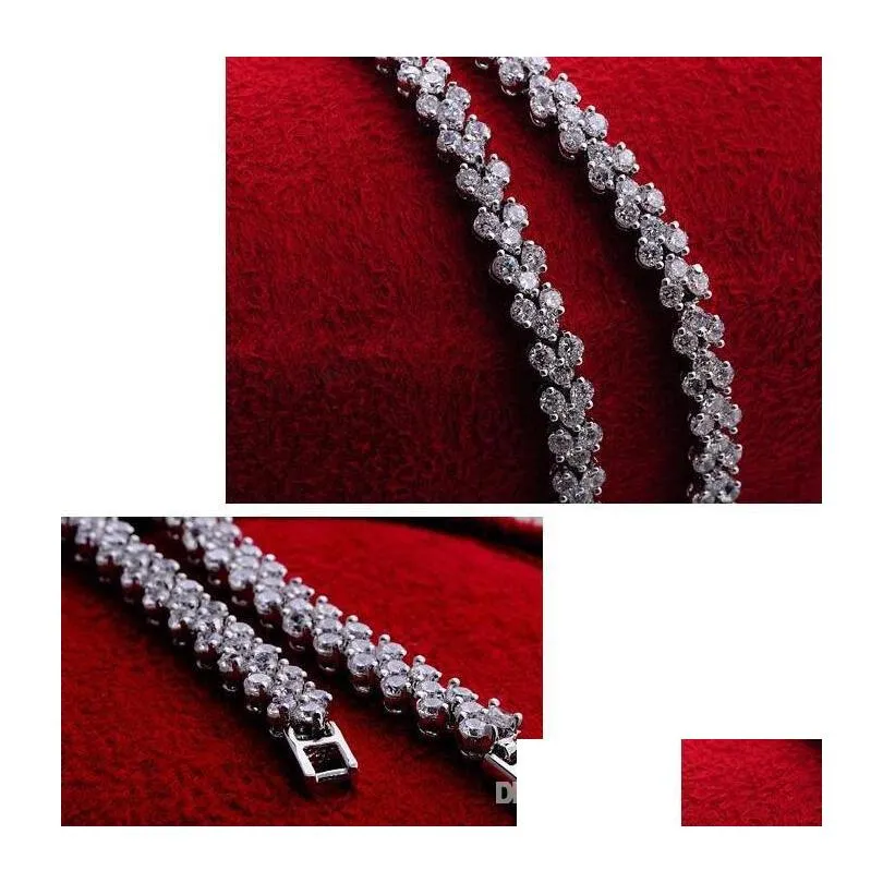 luxury austria shining crystal tennis bracelets genuine 925 sterling silver charms zircon diamond roman link bracelet jewelry