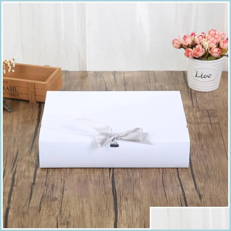 fashion paper gift box solid color packaging candy case jewelry makeup container bow ribbon arrival 2 5mz f2