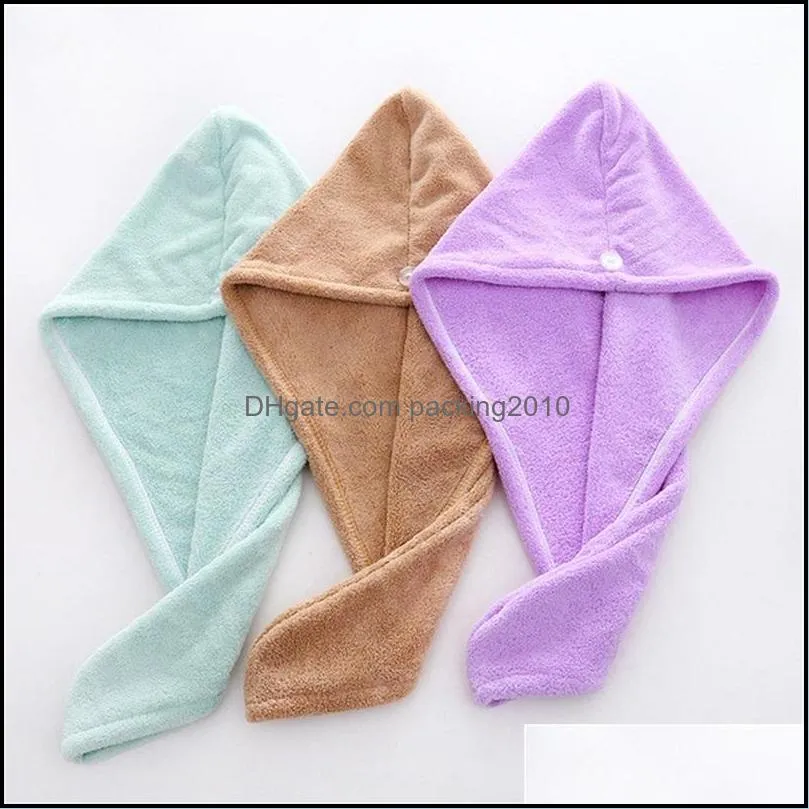 polyester coral velvet hooded towel multi colours good absorbent quick drying dry hair cap bath hat 2 5ch l2