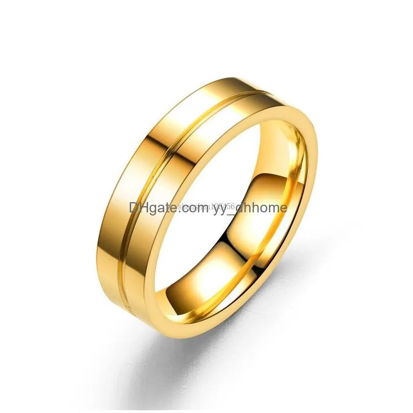 diamond stainless steel groove ring gold engagement wedding rings band for men women fashion jewelry gift