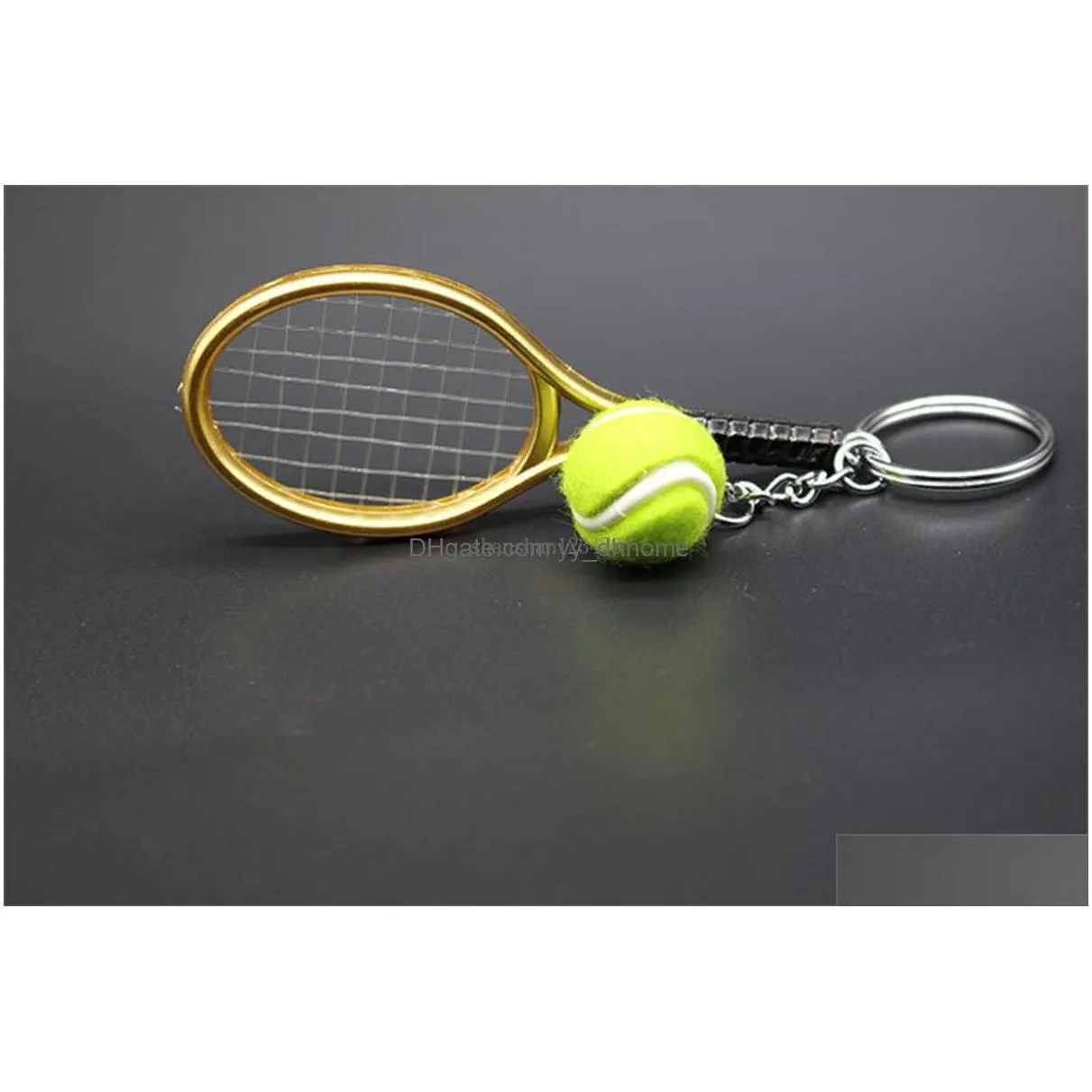  sport tennis racket keychain fashion tennis ball keyring rings bag hangs women men fashion jewelry gift