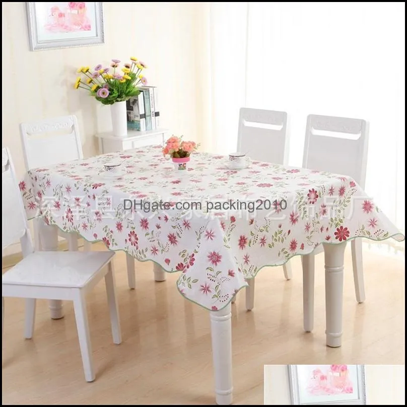 pvc plastic tablecloth lattice flower pattern circular rectangle waterproof oilproof tea table cloths multicolor household goods new 11dx
